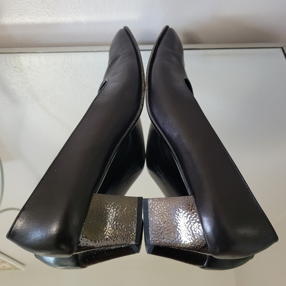 Salvatore Ferragamo Vintage Classic Square Toe Black Leather Block Heel US 7.5 - Picture 3 of 11